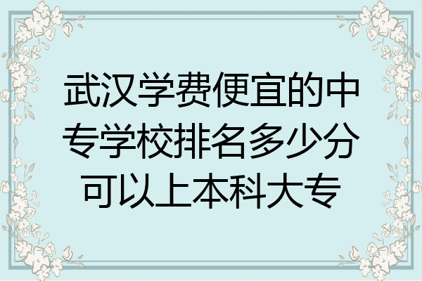 武汉学费便宜的中专学校排名多少分可以上本科大专