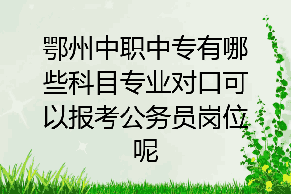 鄂州中职中专有哪些科目专业对口可以报考公务员岗位呢