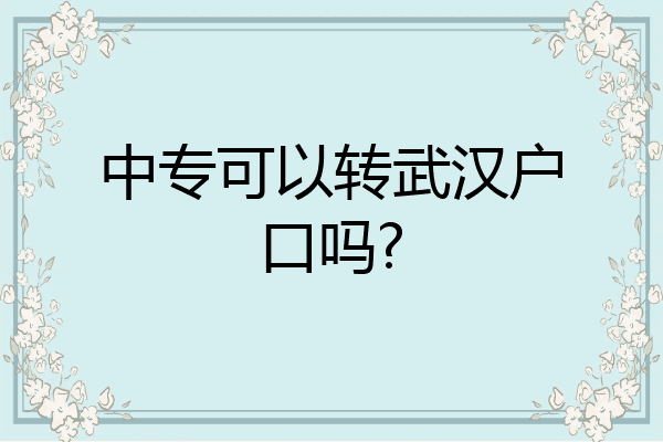 中专可以转武汉户口吗?