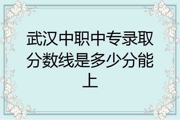 武汉中职中专录取分数线是多少分能上
