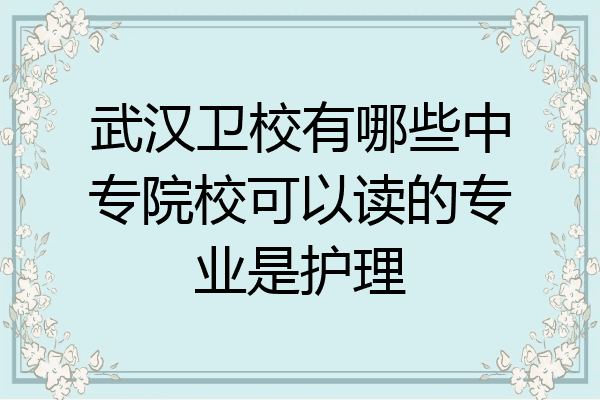 武汉卫校有哪些中专院校可以读的专业是护理