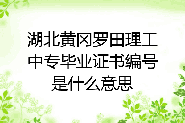 湖北黄冈罗田理工中专毕业证书编号是什么意思
