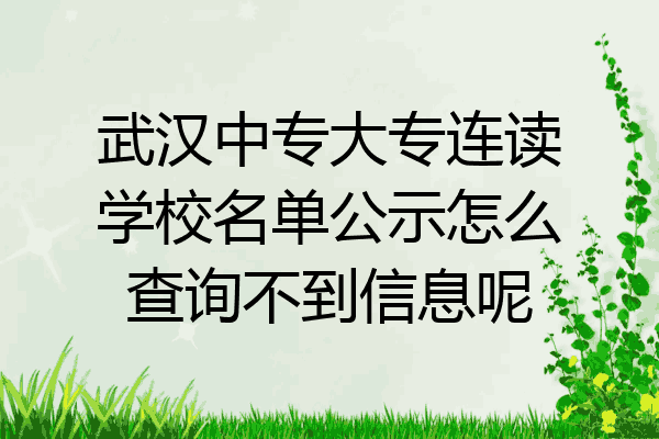 武汉中专大专连读学校名单公示怎么查询不到信息呢