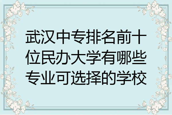 武汉中专排名前十位民办大学有哪些专业可选择的学校
