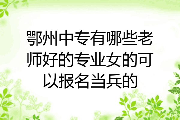 鄂州中专有哪些老师好的专业女的可以报名当兵的