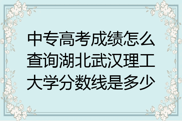 中专高考成绩怎么查询湖北武汉理工大学分数线是多少