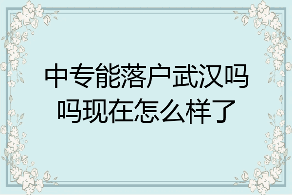 中专能落户武汉吗吗现在怎么样了