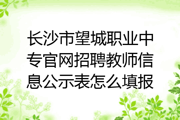 长沙市望城职业中专官网招聘教师信息公示表怎么填报