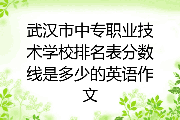 武汉市中专职业技术学校排名表分数线是多少的英语作文