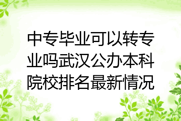 中专毕业可以转专业吗武汉公办本科院校排名最新情况