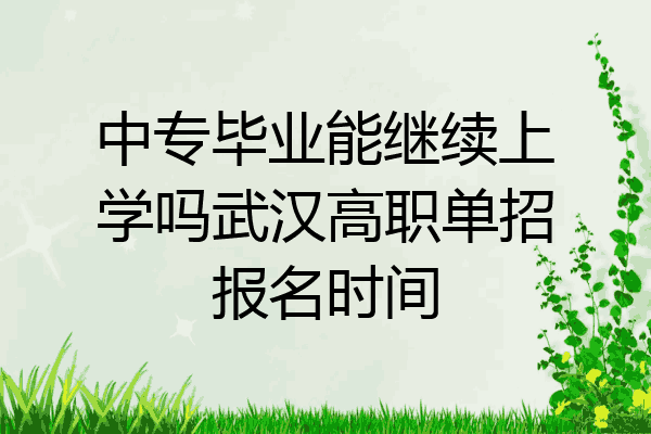 中专毕业能继续上学吗武汉高职单招报名时间