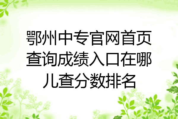鄂州中专官网首页查询成绩入口在哪儿查分数排名