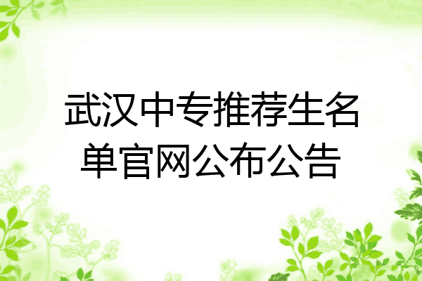 武汉中专推荐生名单官网公布公告