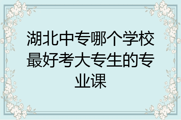 湖北中专哪个学校最好考大专生的专业课