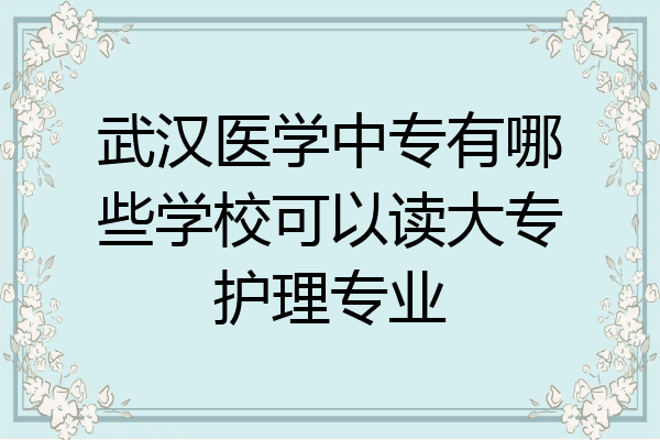 武汉医学中专有哪些学校可以读大专护理专业