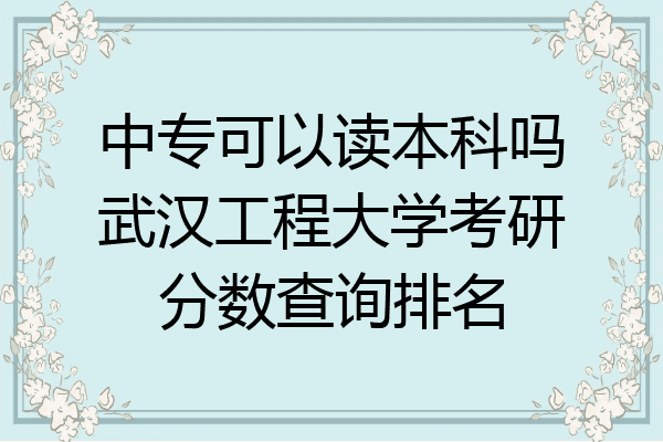 中专可以读本科吗武汉工程大学考研分数查询排名