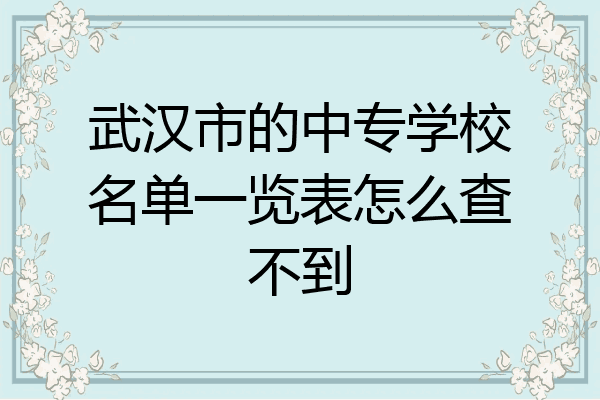 武汉市的中专学校名单一览表怎么查不到