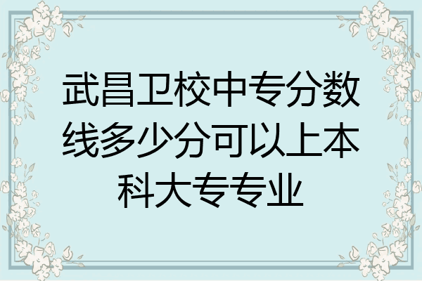 武昌卫校中专分数线多少分可以上本科大专专业