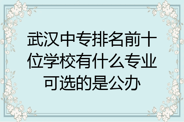 武汉中专排名前十位学校有什么专业可选的是公办