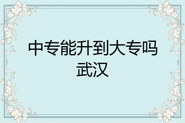 中专能升到大专吗武汉