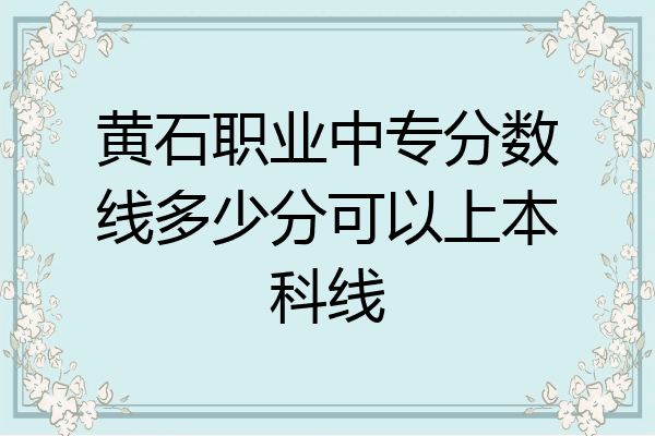 黄石职业中专分数线多少分可以上本科线