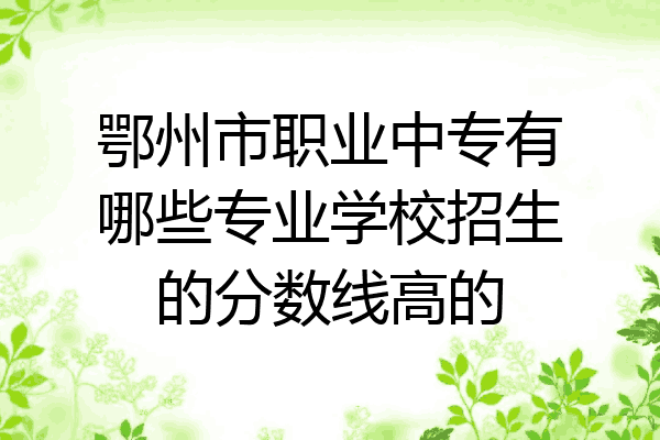 鄂州市职业中专有哪些专业学校招生的分数线高的