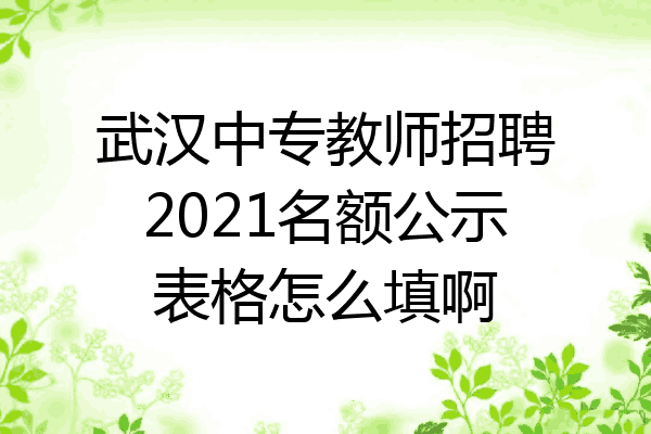 武汉中专教师招聘2021名额公示表格怎么填啊