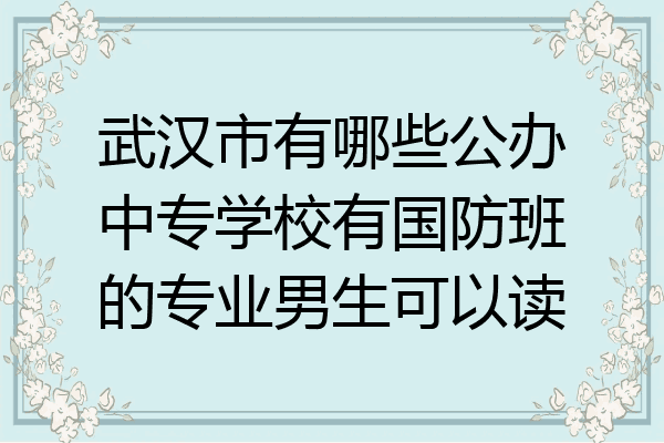 武汉市有哪些公办中专学校有国防班的专业男生可以读