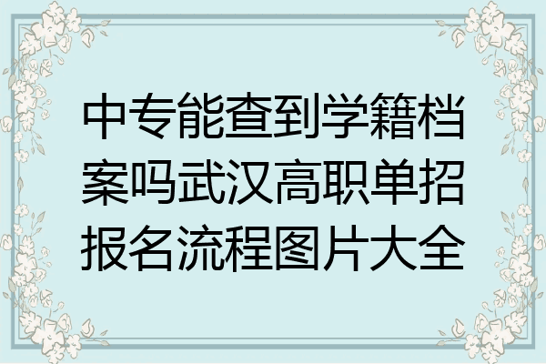 中专能查到学籍档案吗武汉高职单招报名流程图片大全