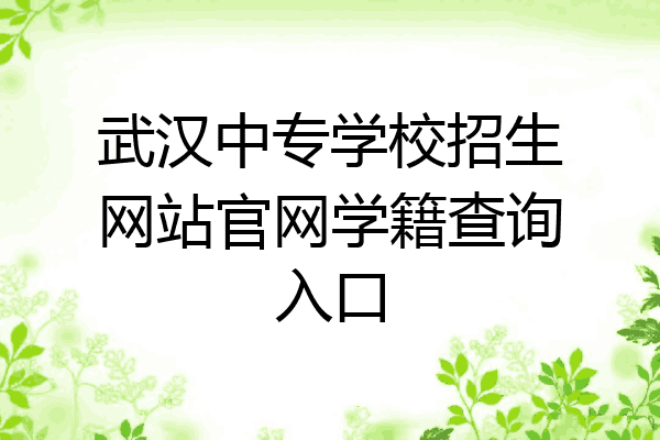 武汉中专学校招生网站官网学籍查询入口