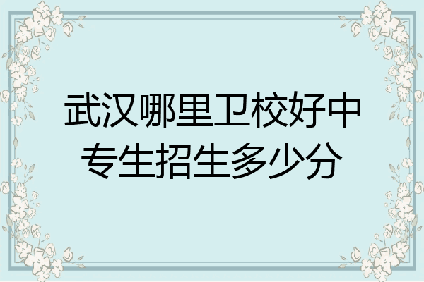 武汉哪里卫校好中专生招生多少分