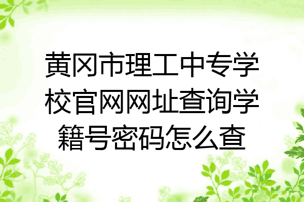 黄冈市理工中专学校官网网址查询学籍号密码怎么查