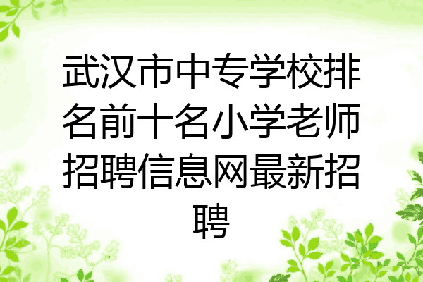 武汉市中专学校排名前十名小学老师招聘信息网最新招聘