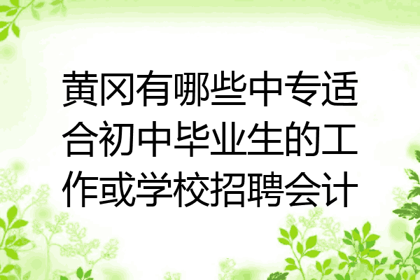 黄冈有哪些中专适合初中毕业生的工作或学校招聘会计