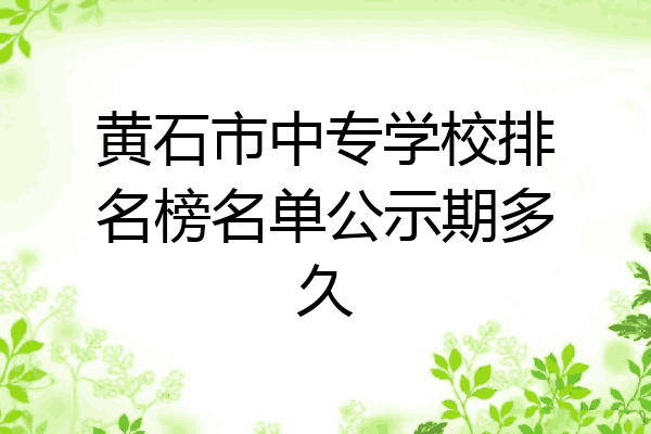 黄石市中专学校排名榜名单公示期多久