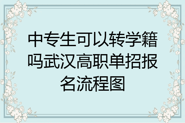中专生可以转学籍吗武汉高职单招报名流程图