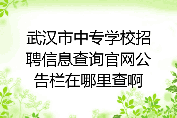 武汉市中专学校招聘信息查询官网公告栏在哪里查啊