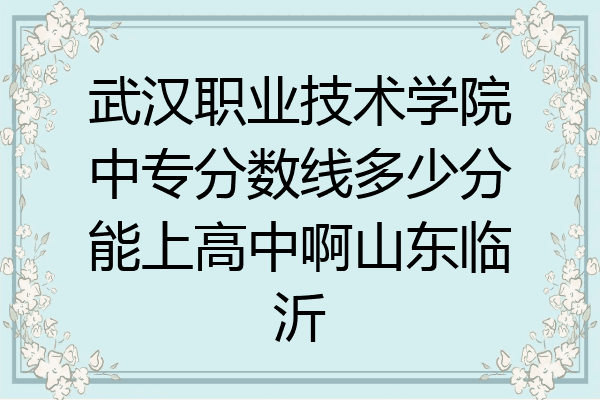 武汉职业技术学院中专分数线多少分能上高中啊山东临沂