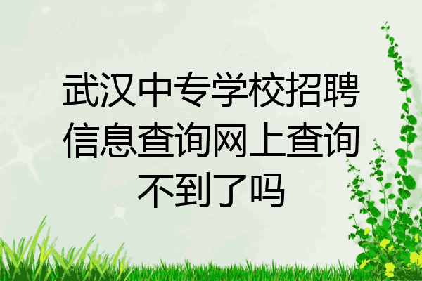 武汉中专学校招聘信息查询网上查询不到了吗