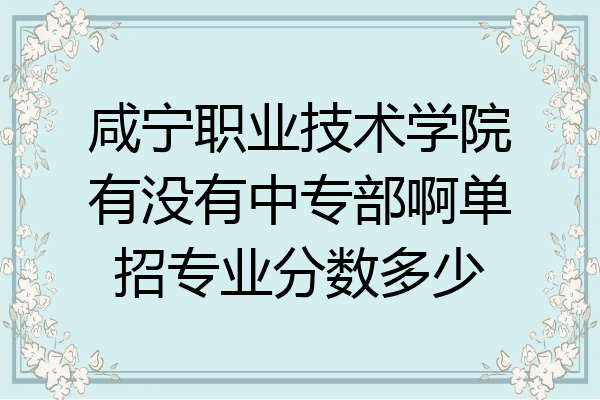咸宁职业技术学院有没有中专部啊单招专业分数多少