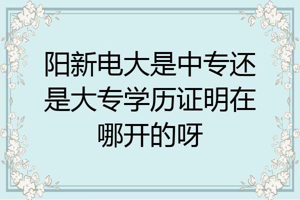 阳新电大是中专还是大专学历证明在哪开的呀