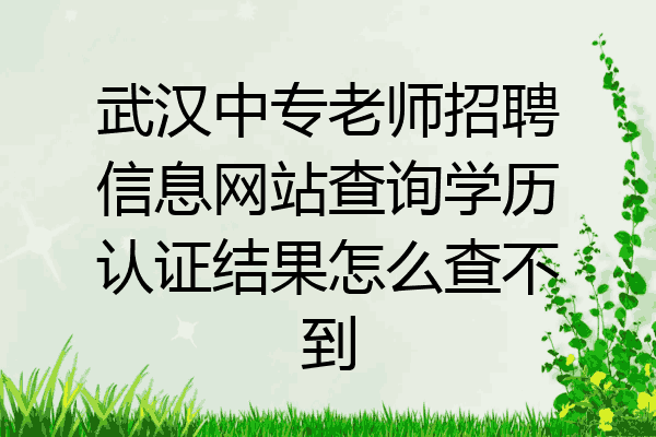武汉中专老师招聘信息网站查询学历认证结果怎么查不到