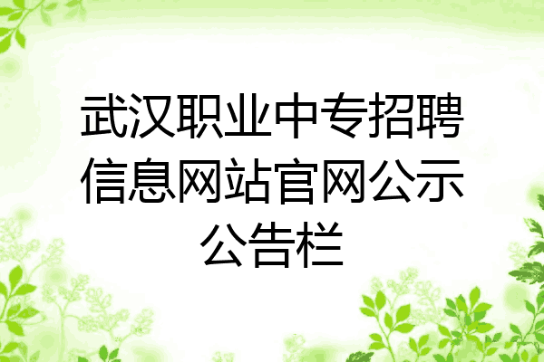 武汉职业中专招聘信息网站官网公示公告栏