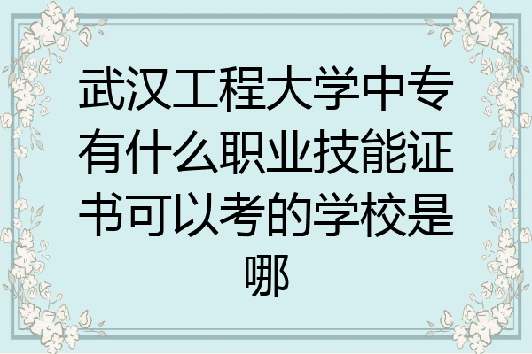 武汉工程大学中专有什么职业技能证书可以考的学校是哪