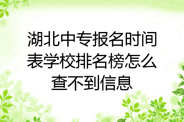 湖北中专报名时间表学校排名榜怎么查不到信息