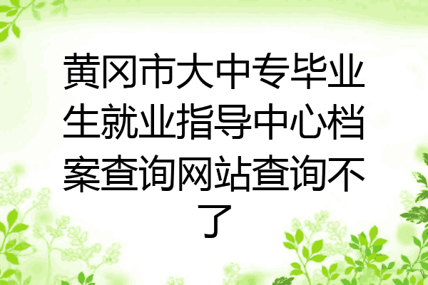 黄冈市大中专毕业生就业指导中心档案查询网站查询不了