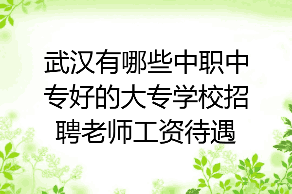 武汉有哪些中职中专好的大专学校招聘老师工资待遇