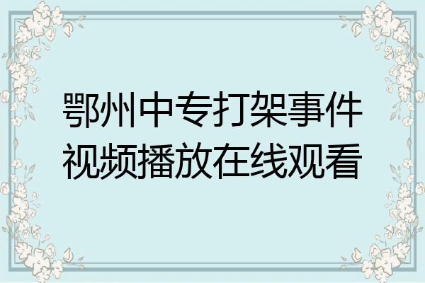 鄂州中专打架事件视频播放在线观看