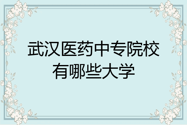 武汉医药中专院校有哪些大学