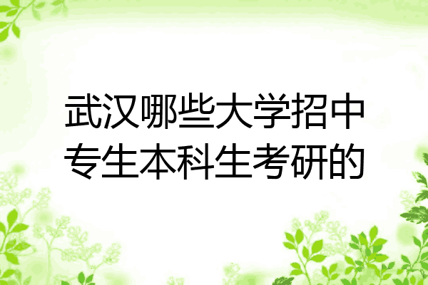 武汉哪些大学招中专生本科生考研的